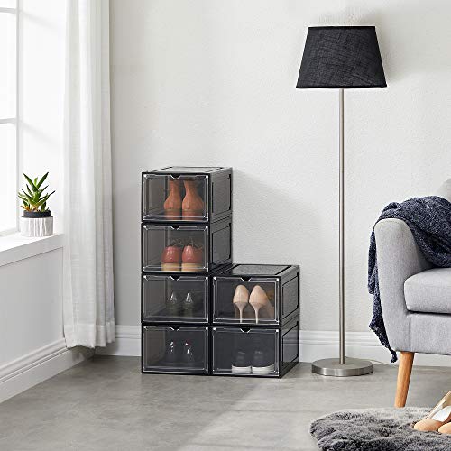 Cipődobozok, 6 darab, 27 x 34,5 x 19 cm, akár 46-os méretig, Fekete-SONGMICS-Vita Home
