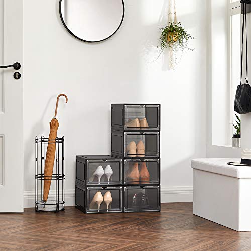 Cipődobozok, 6 darab, 27 x 34,5 x 19 cm, akár 46-os méretig, Fekete-SONGMICS-Vita Home