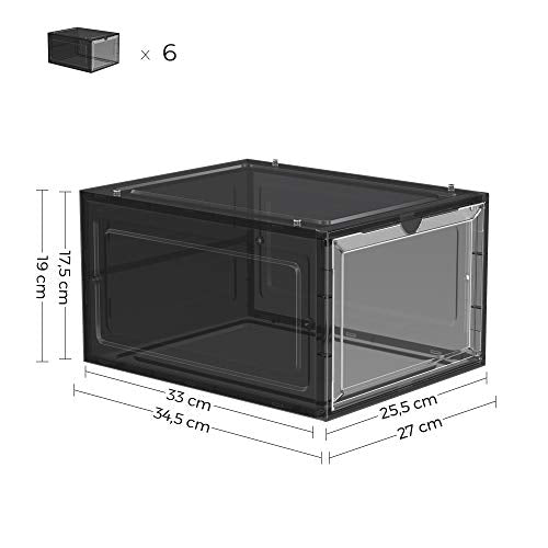 Cipődobozok, 6 darab, 27 x 34,5 x 19 cm, akár 46-os méretig, Fekete-SONGMICS-Vita Home