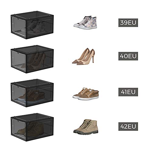 Cipődobozok, 6 darab, 27 x 34,5 x 19 cm, akár 46-os méretig, Fekete-SONGMICS-Vita Home