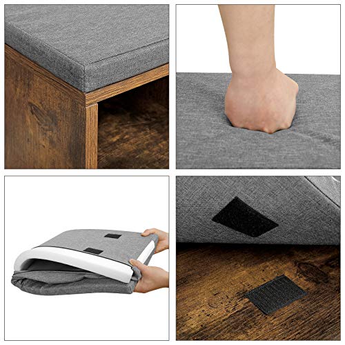 Cipőpad, cipőtartó 10 rekeszes, párnával, rusztikus barna-VASAGLE-Vita Home