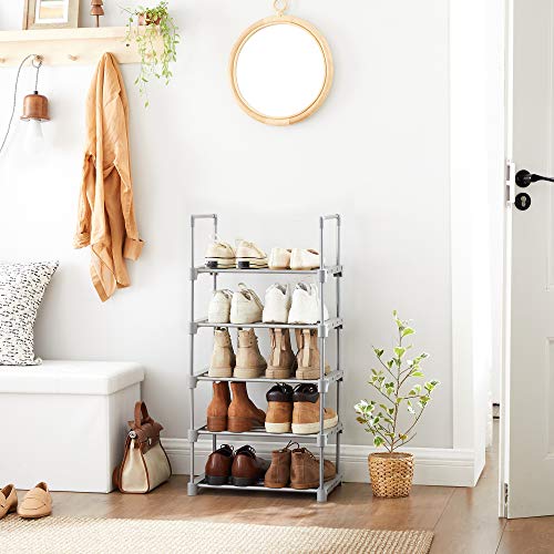 Cipőtartó, 5 szintes cipőtároló fémkerettel, szürke-SONGMICS-Vita Home