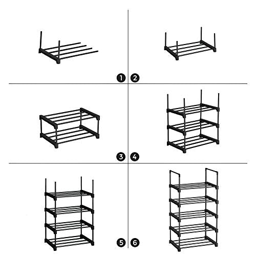 Cipőtartó, 5 szintes fém cipőtároló fémkerettel, fekete-SONGMICS-Vita Home