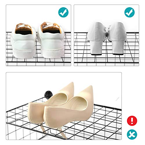 Cipőtartó, moduláris DIY tárolóegység, fémrácsos polcok, fekete-SONGMICS-Vita Home