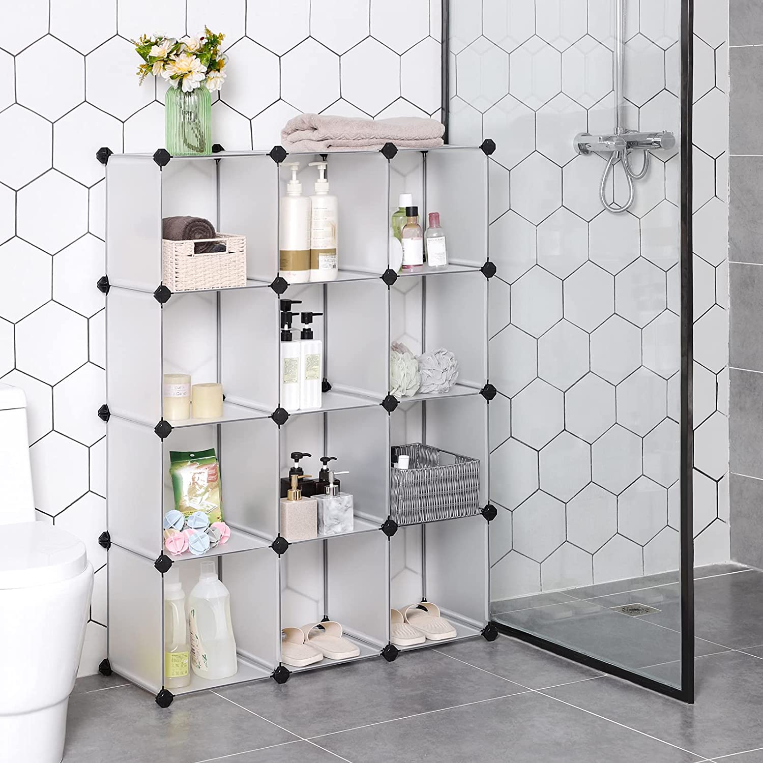 Cube ormarić, polica za knjige, spremište, prozirno-bijeli | SONGMICS-vitahome.hr