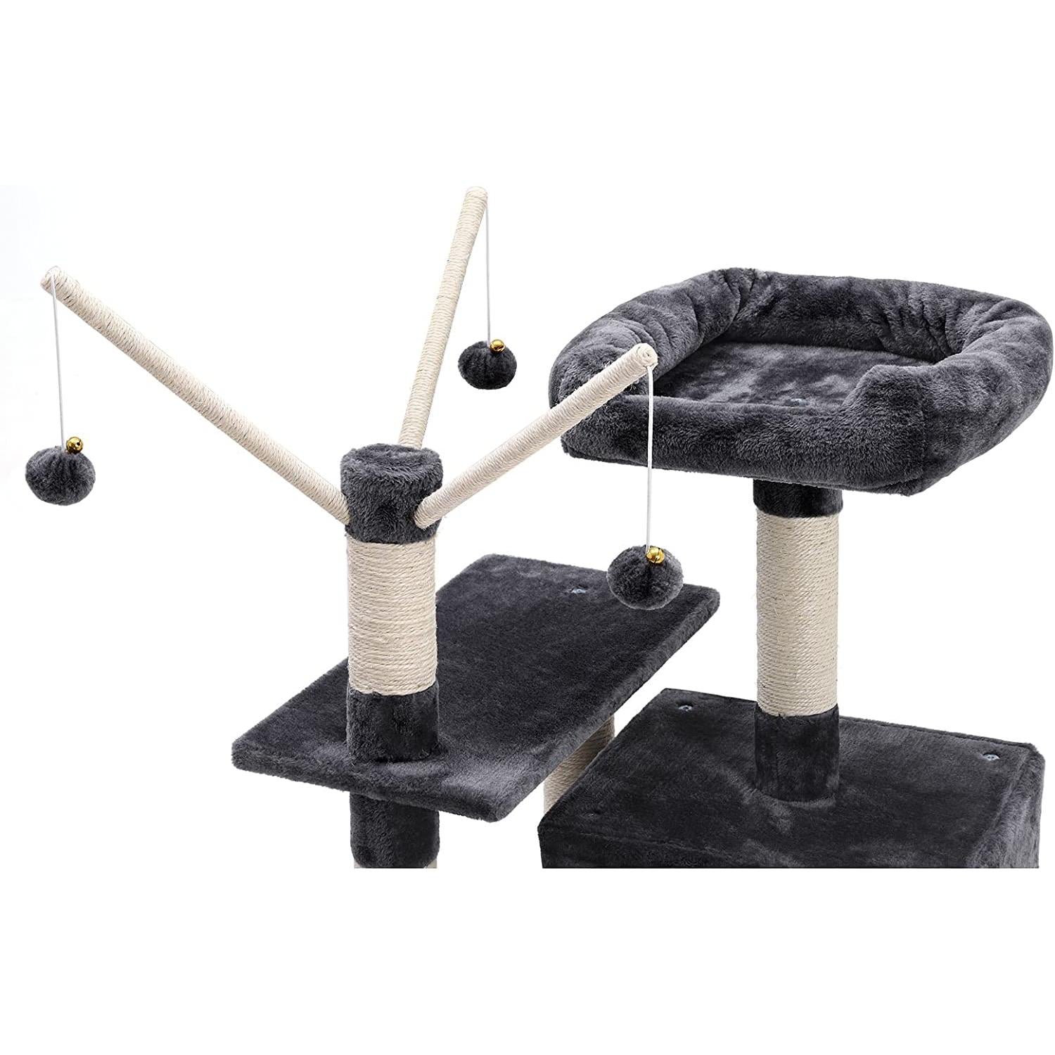 Daska za grebanje, mačje drvo s visećim krevetom 154 cm, siva | FEANDREA-vitahome.hr