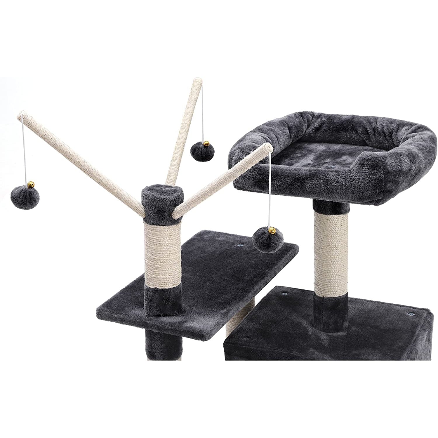 Daska za grebanje, mačje drvo s visećim krevetom 154 cm, siva | FEANDREA-vitahome.hr