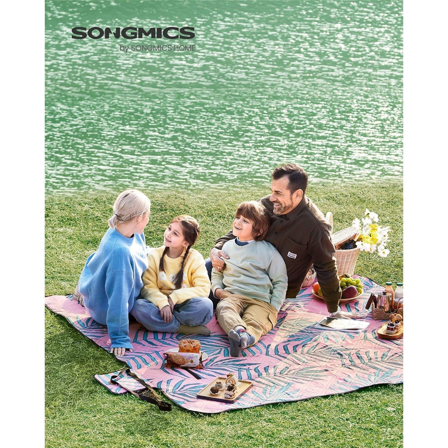 Deka za piknik, prostirka za kampiranje, 200 x 200 cm, ružičasta | SONGMICS-vitahome.hr