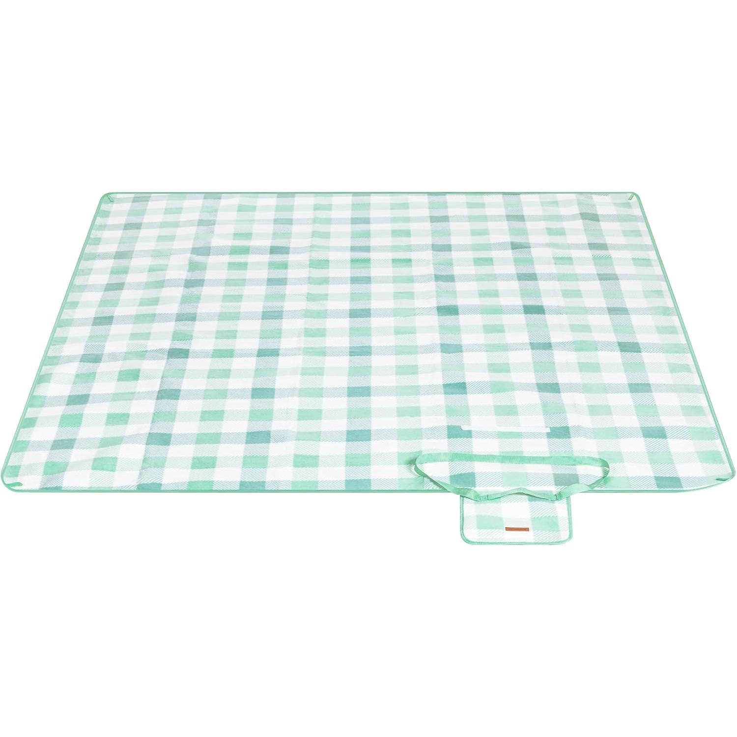 Deka za piknik s 4 klina za učvršćivanje, 200 x 200 cm, zelene i bijele boje | SONGMICS-vitahome.hr