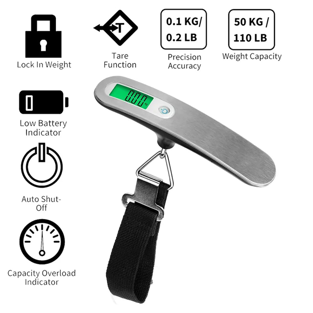 Digitalna, ručna vaga za prtljagu, LCD zaslon, maksimalna težina do 50 kg | BONTOUR-vitahome.hr