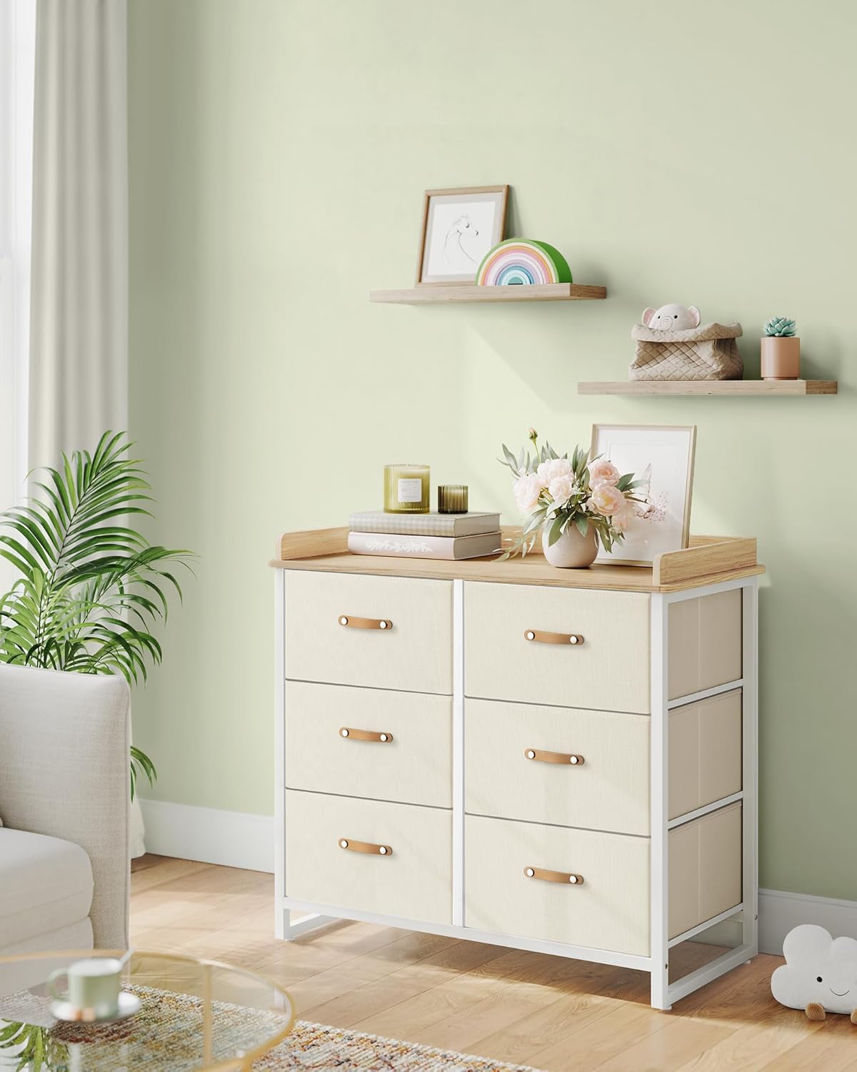 Dječja komoda s 6 ladica, 50 x 100 x 91 cm, bež boje | SONGMICS-vitahome.hr