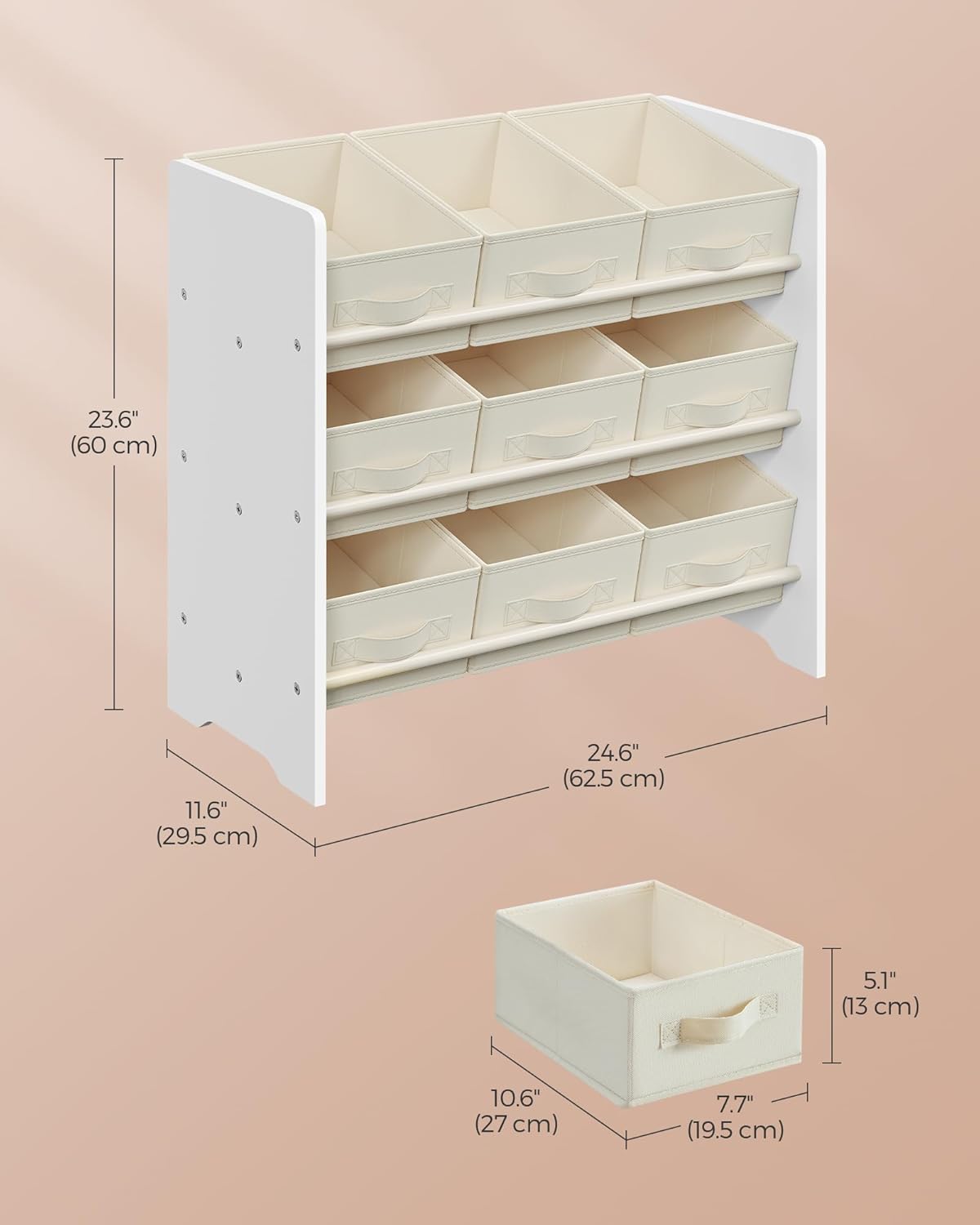 Dječja polica za igračke, 29,5 x 62,5 x 60 cm, oblačno bijela | SONGMICS-vitahome.hr