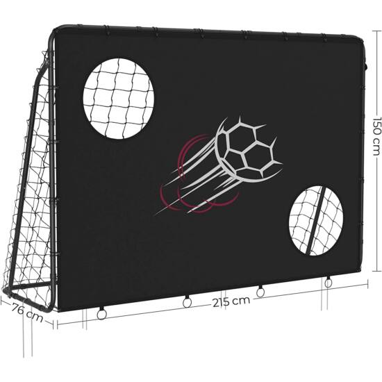 Dječji nogometni gol, 215 x 76 x 150 cm, crni | SONGMICS-vitahome.hr