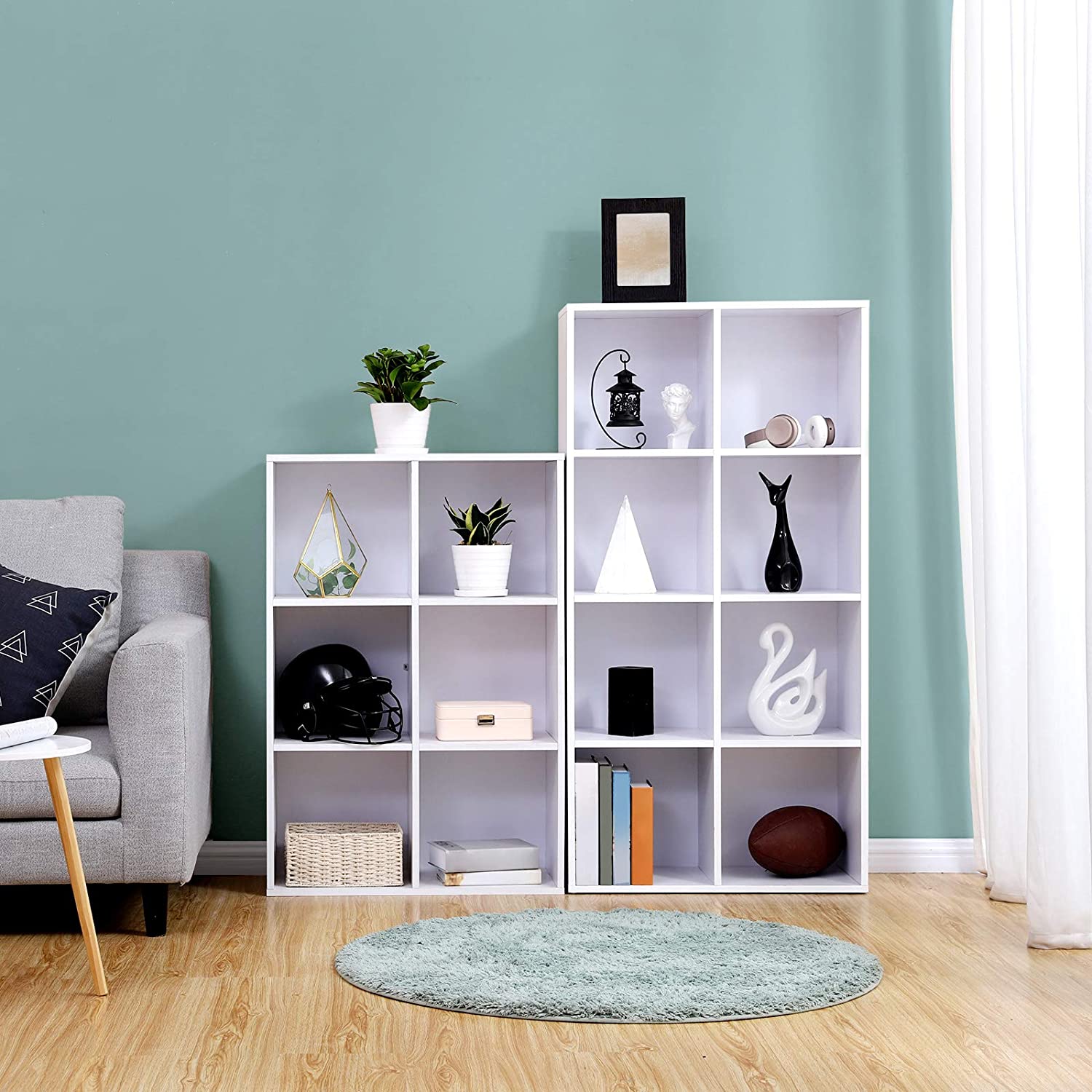 Drvena polica za knjige s 8 odjeljaka 30 x 65.5 x 129,5 cm, bijela boja | VASAGLE-vitahome.hr