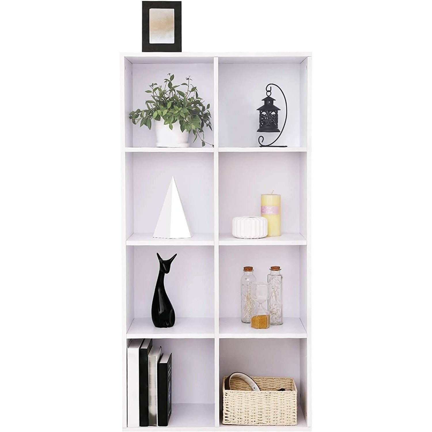 Drvena polica za knjige s 8 odjeljaka 30 x 65.5 x 129,5 cm, bijela boja | VASAGLE-vitahome.hr
