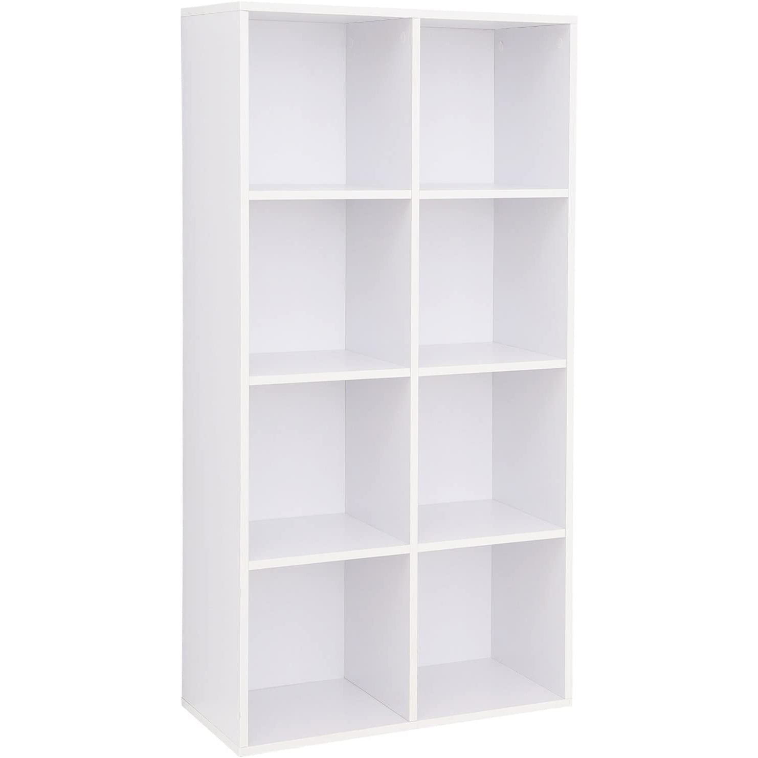 Drvena polica za knjige s 8 odjeljaka 30 x 65.5 x 129,5 cm, bijela boja | VASAGLE-vitahome.hr
