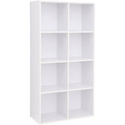 Drvena polica za knjige s 8 odjeljaka 30 x 65.5 x 129,5 cm, bijela boja | VASAGLE-vitahome.hr