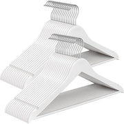 Drvene vješalice, set 30 kom, rotirajuća kuka 360°, šipka za hlače, za sakoe i košulje, bijela