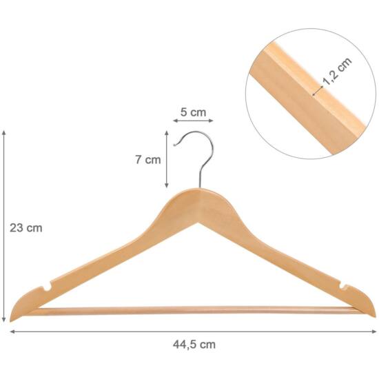 Drvene vješalice za odjeću, s rotirajućom kukom, 44,5 cm 50 kom, boje drveta | SONGMICS-vitahome.hr
