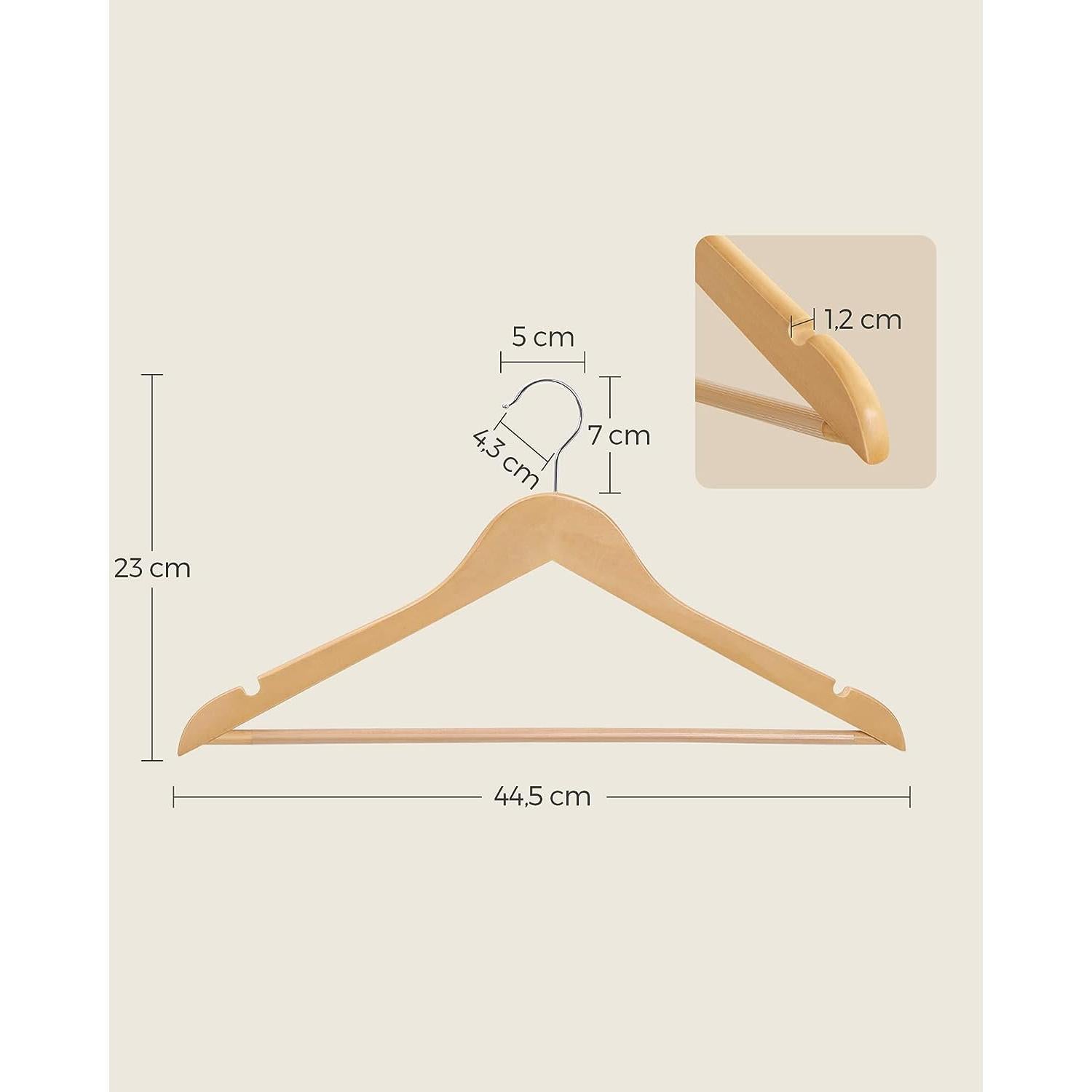 Drvene vješalice za odjeću, s rotirajućom kukom, 44,5 cm 50 kom, boje drveta | SONGMICS-vitahome.hr