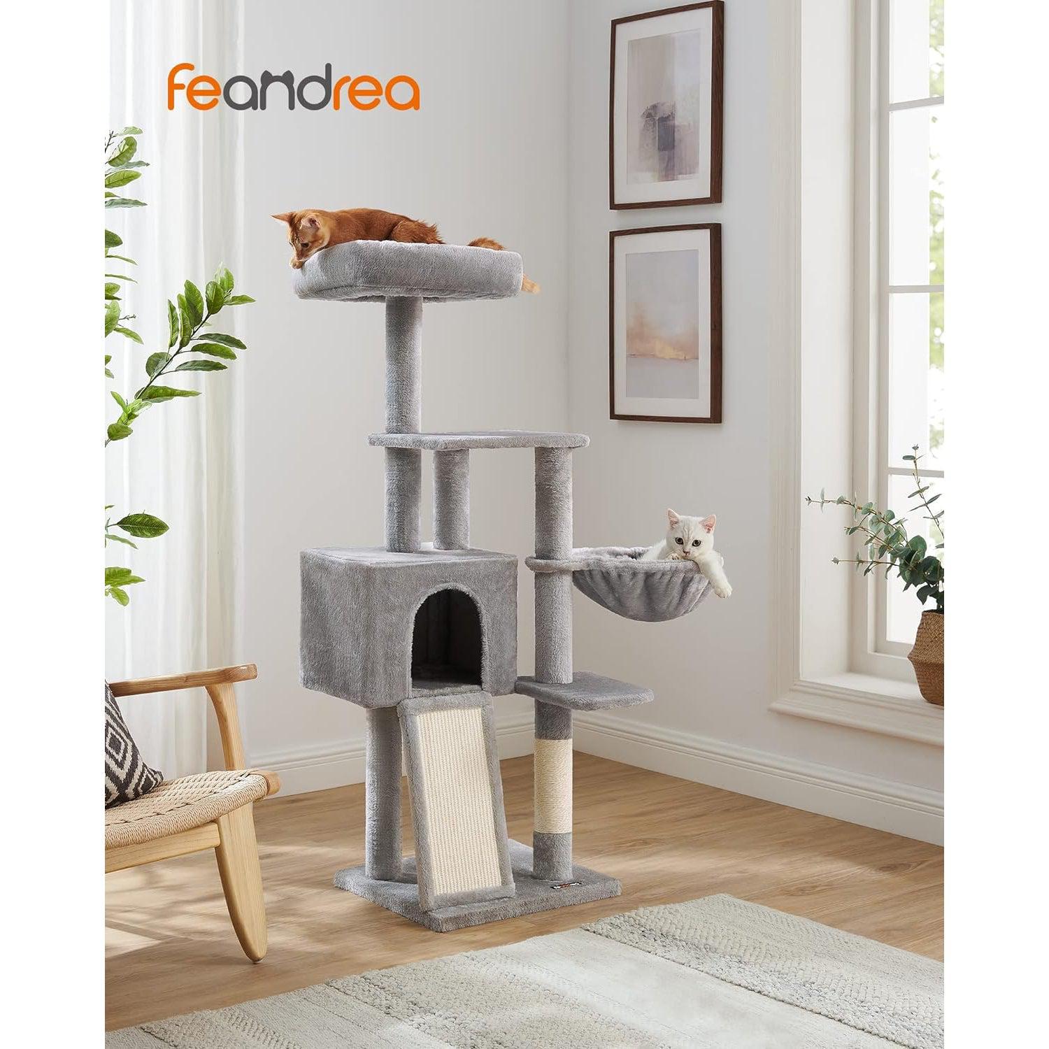 Drvo za mačke, mali toranj za mačke 135 cm, svijetlo sivo | FEANDREA | FEANDREA-vitahome.hr
