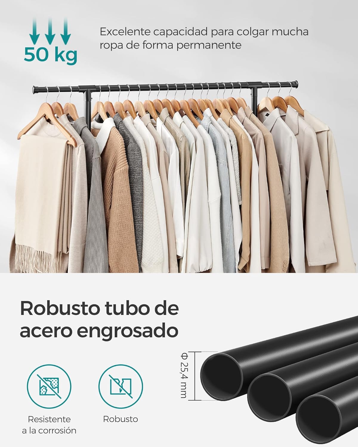 Dupli garderober s podesivom gornjom šipkom, s kotačićima, 113-180 cm, crni