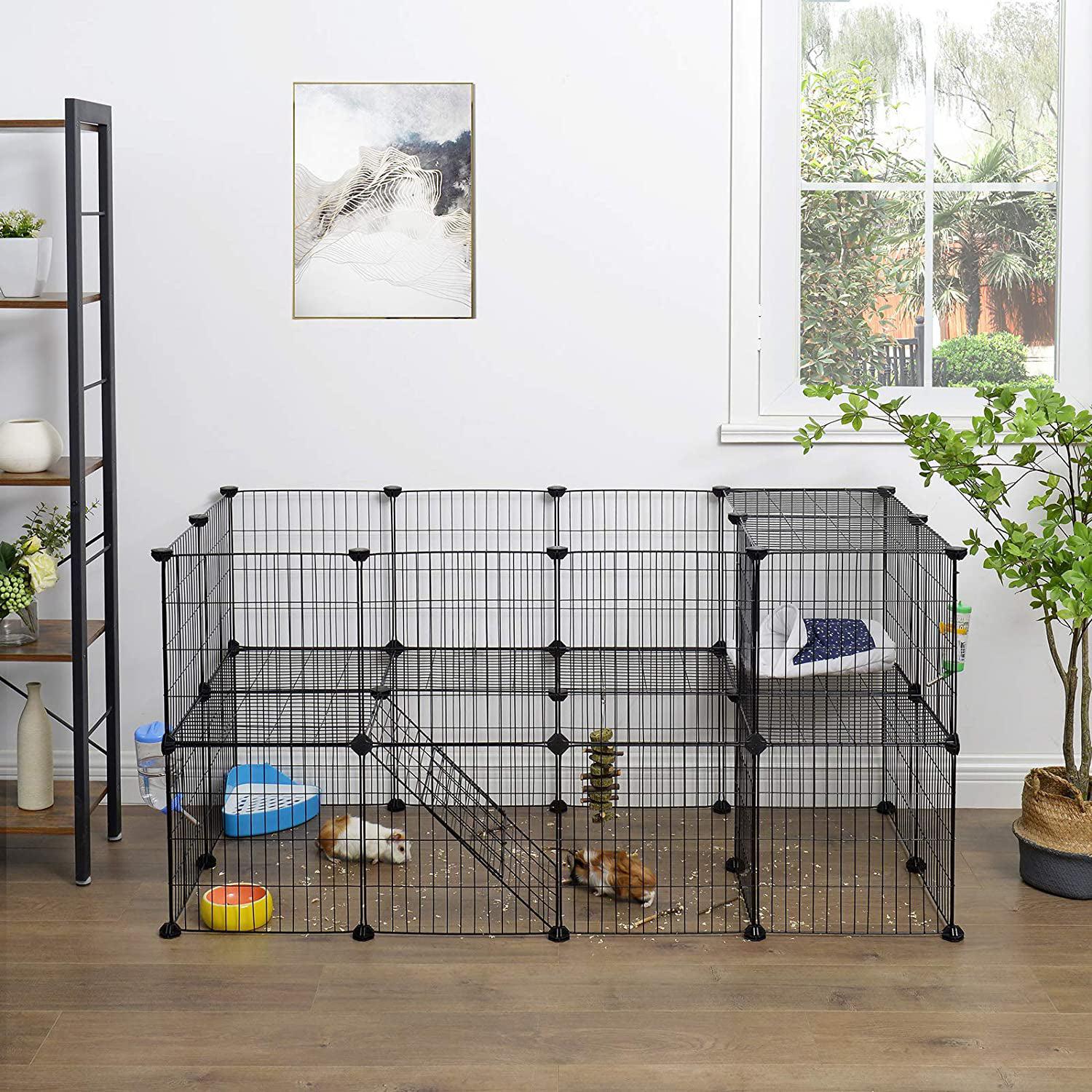 Dvokatno metalno prilagodljivo igralište za kućne ljubimce, 143 x 71 x 73 cm | SONGMICS-vitahome.hr