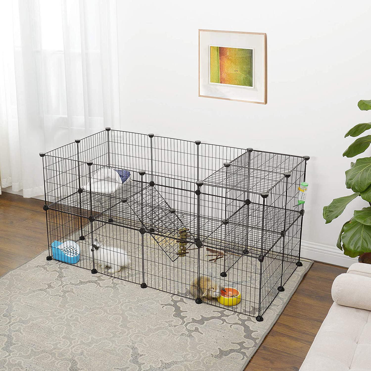 Dvokatno metalno prilagodljivo igralište za kućne ljubimce, 143 x 71 x 73 cm | SONGMICS-vitahome.hr