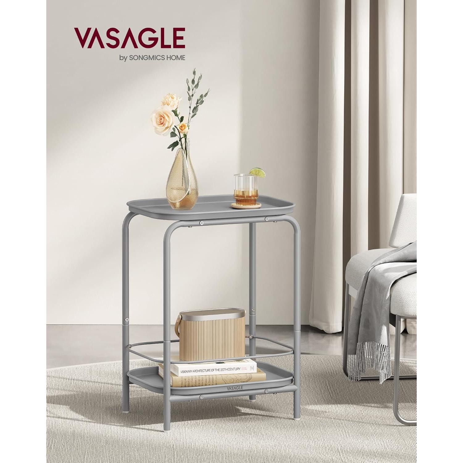 Dvoslojni metalni stolić, 30 x 40 x 56 cm, sive boje | VASAGLE-vitahome.hr