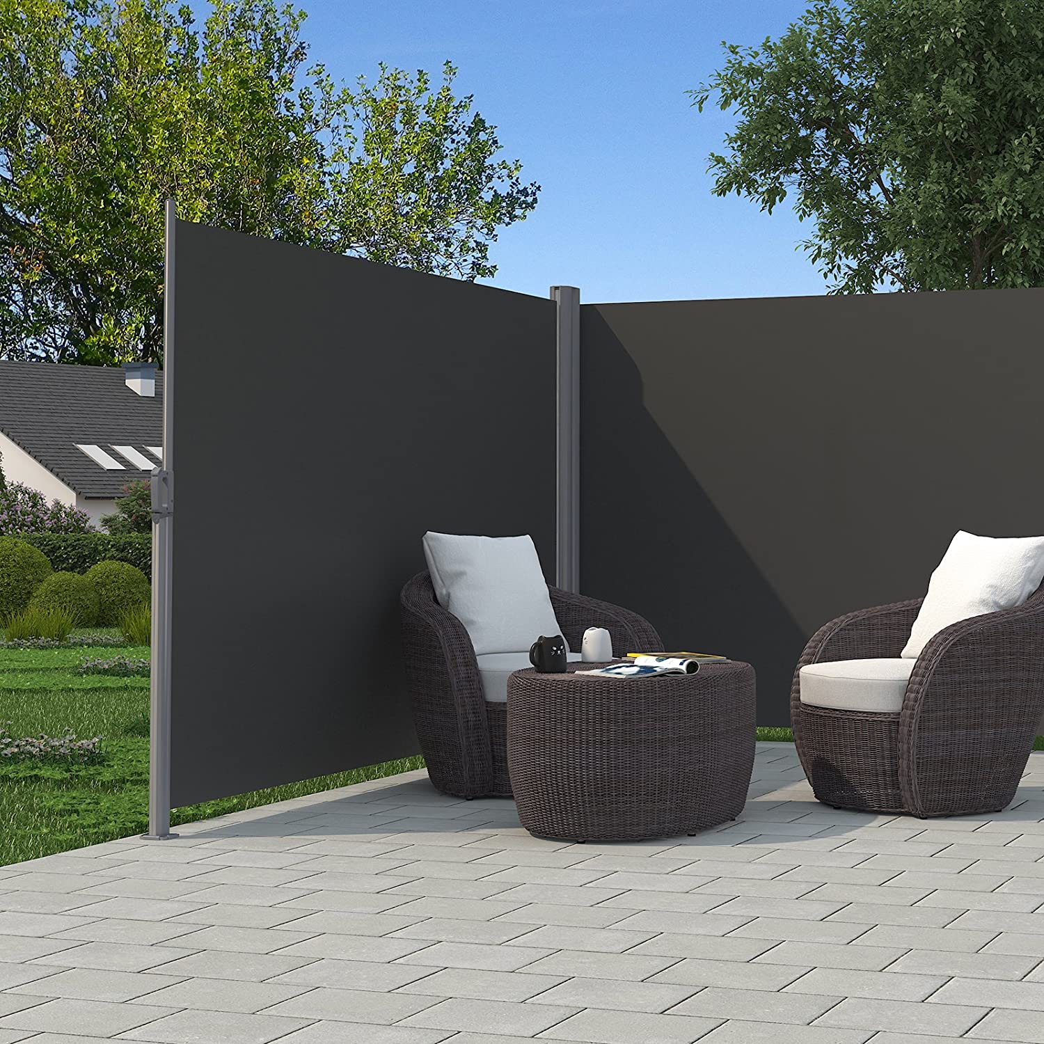 Dvostrana, razvlačna tenda 160 x 600 cm, siva | SONGMICS-vitahome.hr