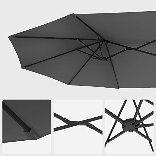 Dvostrani suncobran 460 x 270 cm, UPF 50+ zaštita, bez baze, sivi