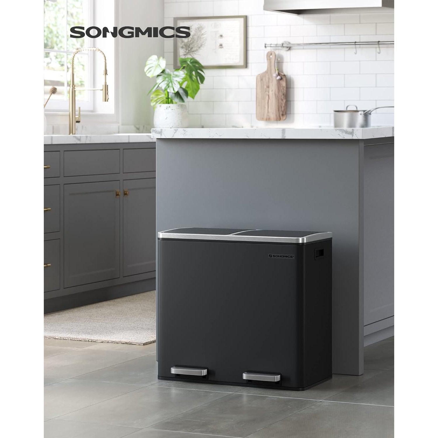 Dvostruka kanta za smeće, 2 x 24 litre, kuhinjska kanta za smeće, crna | SONGMICS-vitahome.hr