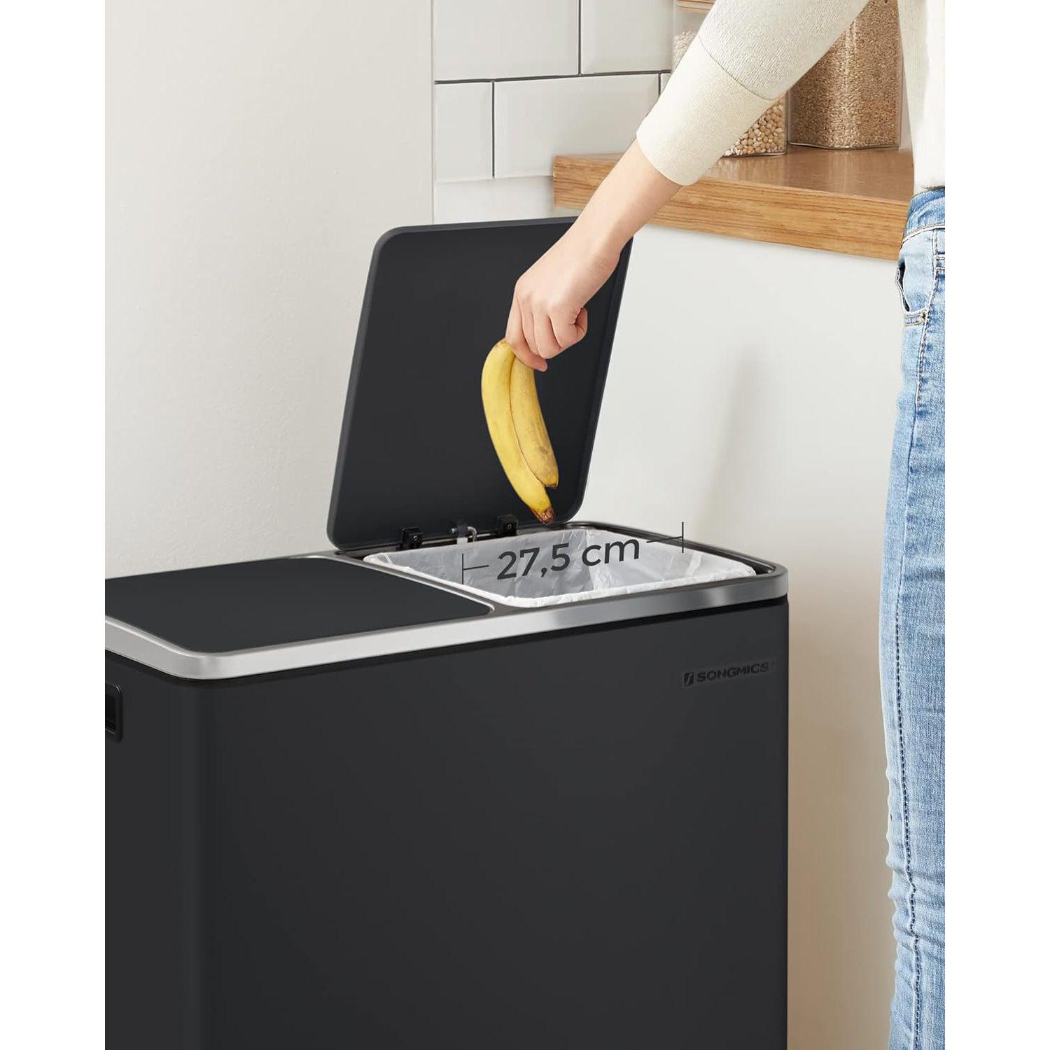 Dvostruka kanta za smeće, 2 x 24 litre, kuhinjska kanta za smeće, crna | SONGMICS-vitahome.hr