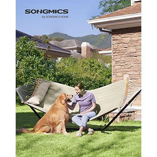 Dvostruka podstavljena viseća mreža s jastukom, nosivosti 225kg, krem bež | SONGMICS-vitahome.hr