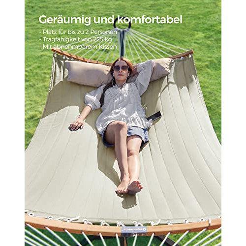 Dvostruka podstavljena viseća mreža s jastukom, nosivosti 225kg, krem bež | SONGMICS-vitahome.hr