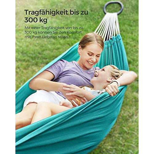 Dvostruka viseća mreža nosivosti do 300 kg, 210 x 150 cm, tirkizno plava | SONGMICS-vitahome.hr