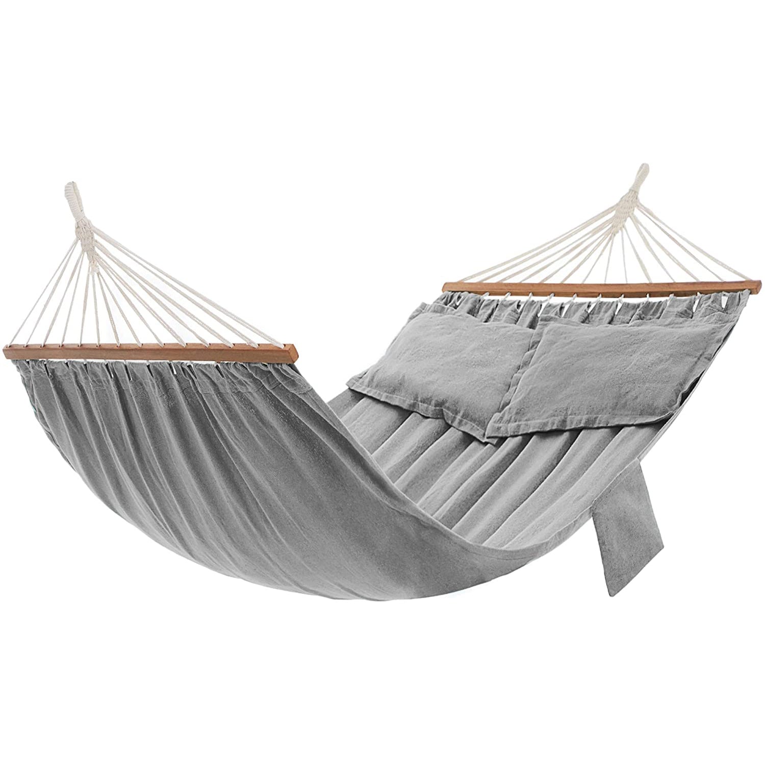 Dvostruka viseća mreža s jastucima, za kampranje ili vrt, 210x150cm, siva | SONGMICS-vitahome.hr