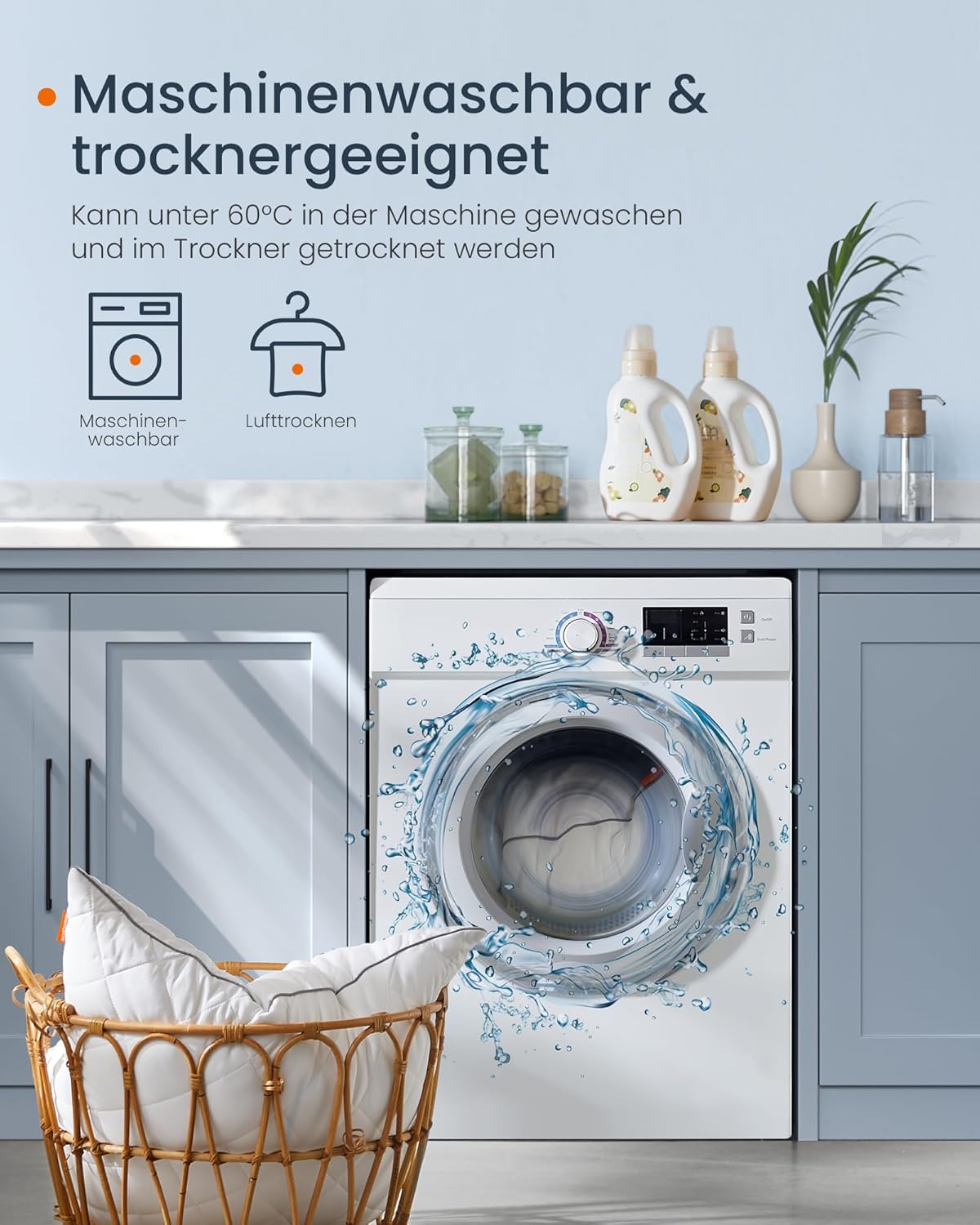 Dvostruki jastuk za sva godišnja doba, periv u perilici, 80 x 40 cm, oblak bijela | SONGMICS-SONGMICS-Vita Home