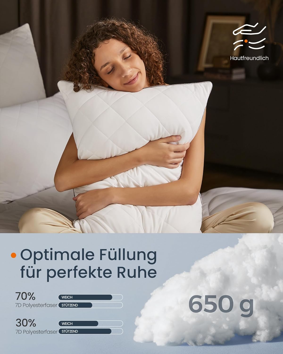 Dvostruki jastuk za sva godišnja doba, periv u perilici, 80 x 40 cm, oblak bijela | SONGMICS-SONGMICS-Vita Home