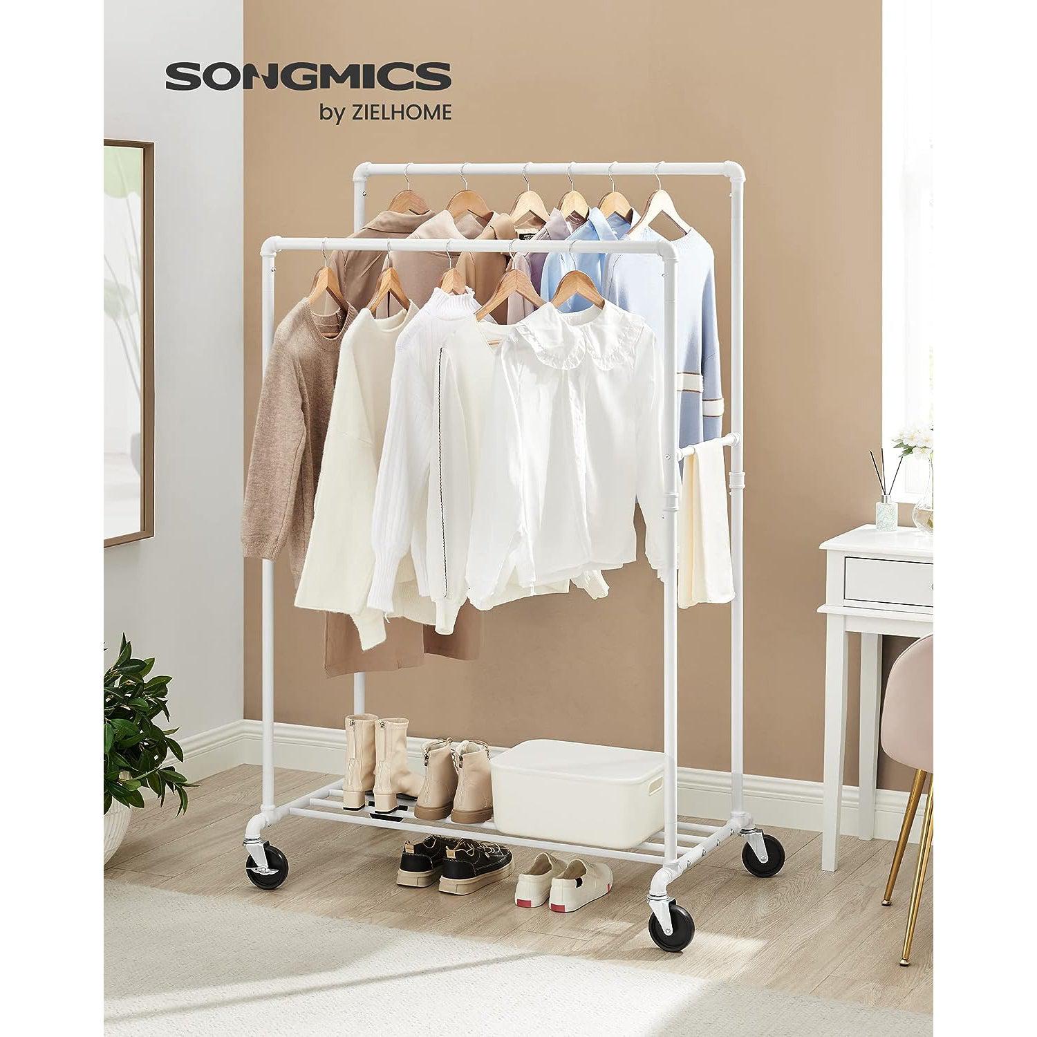 Dvostruki stalak za odjeću i kapute, na kotače, bijeli | SONGMICS-vitahome.hr