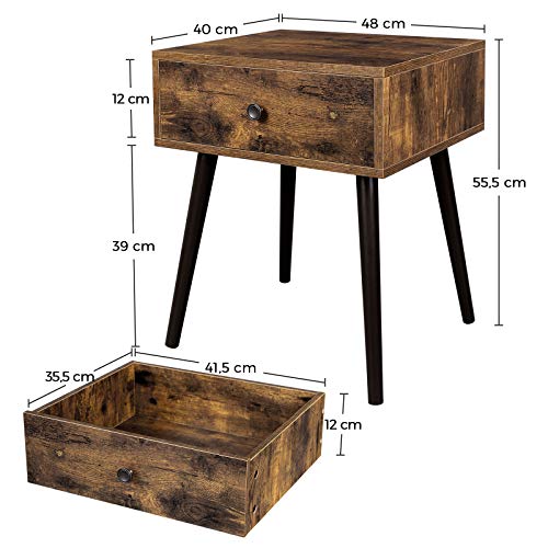Éjjeliszekrény, Dohányzóasztal, Retro Barna, 48 x 40 x 55,5 cm-VASAGLE-Vita Home