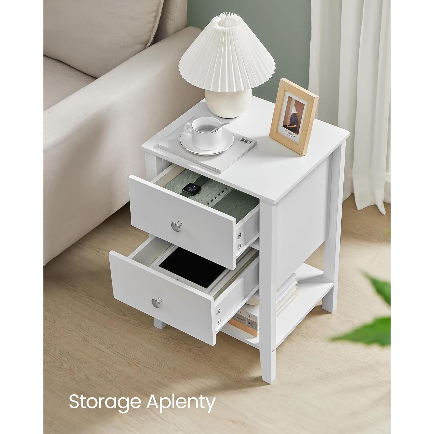 éjjeliszekrények, 2 db-os készlet, fehér-VASAGLE-Vita Home