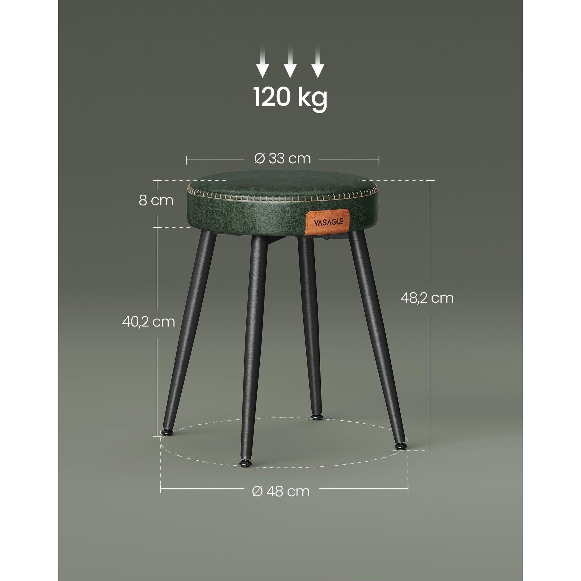 EKHO blagovaonski stolac s podstavom od umjetne kože, visine 48.2 cm, zeleni | VASAGLE-vitahome.hr