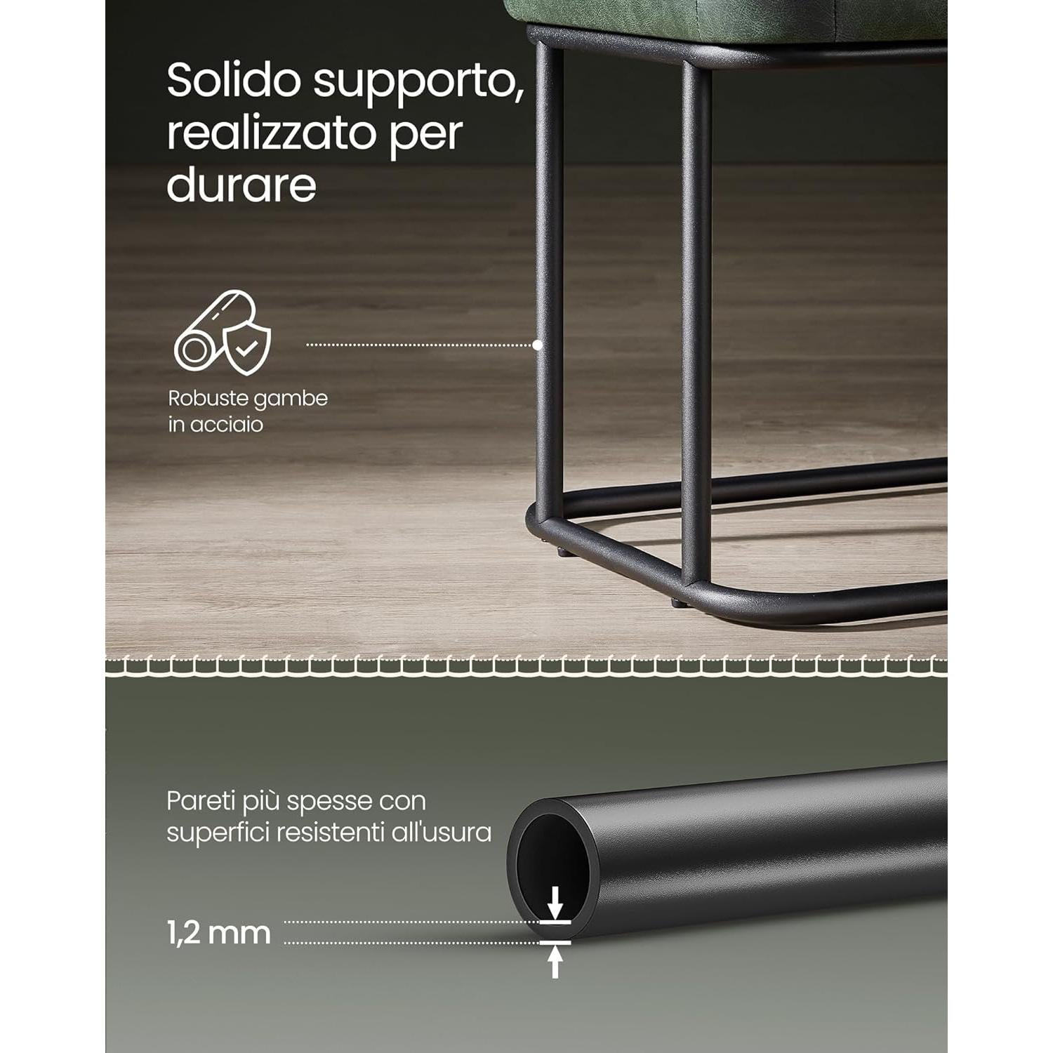 EKHO klupa presvučena umjetnom kožom, 40 x 120 x 45 cm, zelene boje | VASAGLE-vitahome.hr