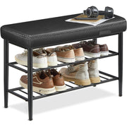 EKHO klupa za cipele sa sjedištem od umjetne kože, crne boje | VASAGLE-VASAGLE-Vita Home