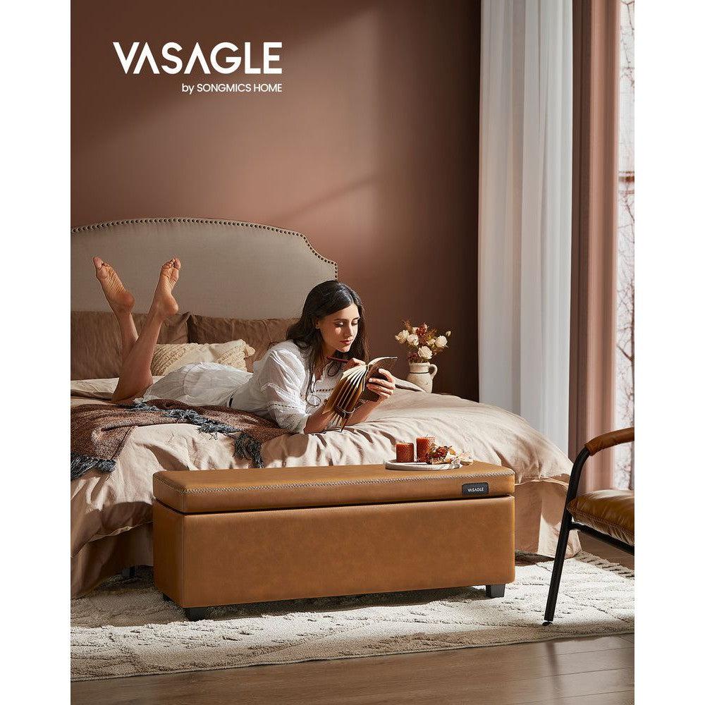 EKHO klupa za odlaganje od umjetne kože, 40x110x40 cm, smeđe boje | VASAGLE-vitahome.hr