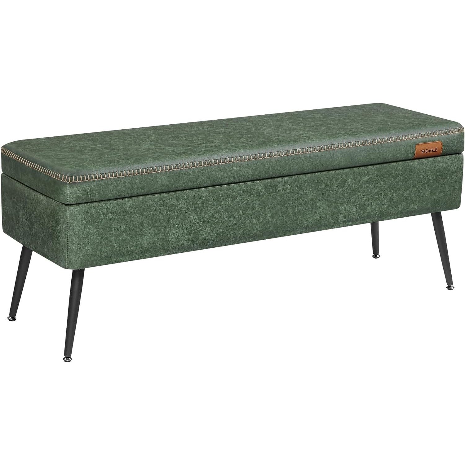 EKHO klupa za odlaganje od umjetne kože, 40x120x45 cm, šumsko zelena | VASAGLE-vitahome.hr