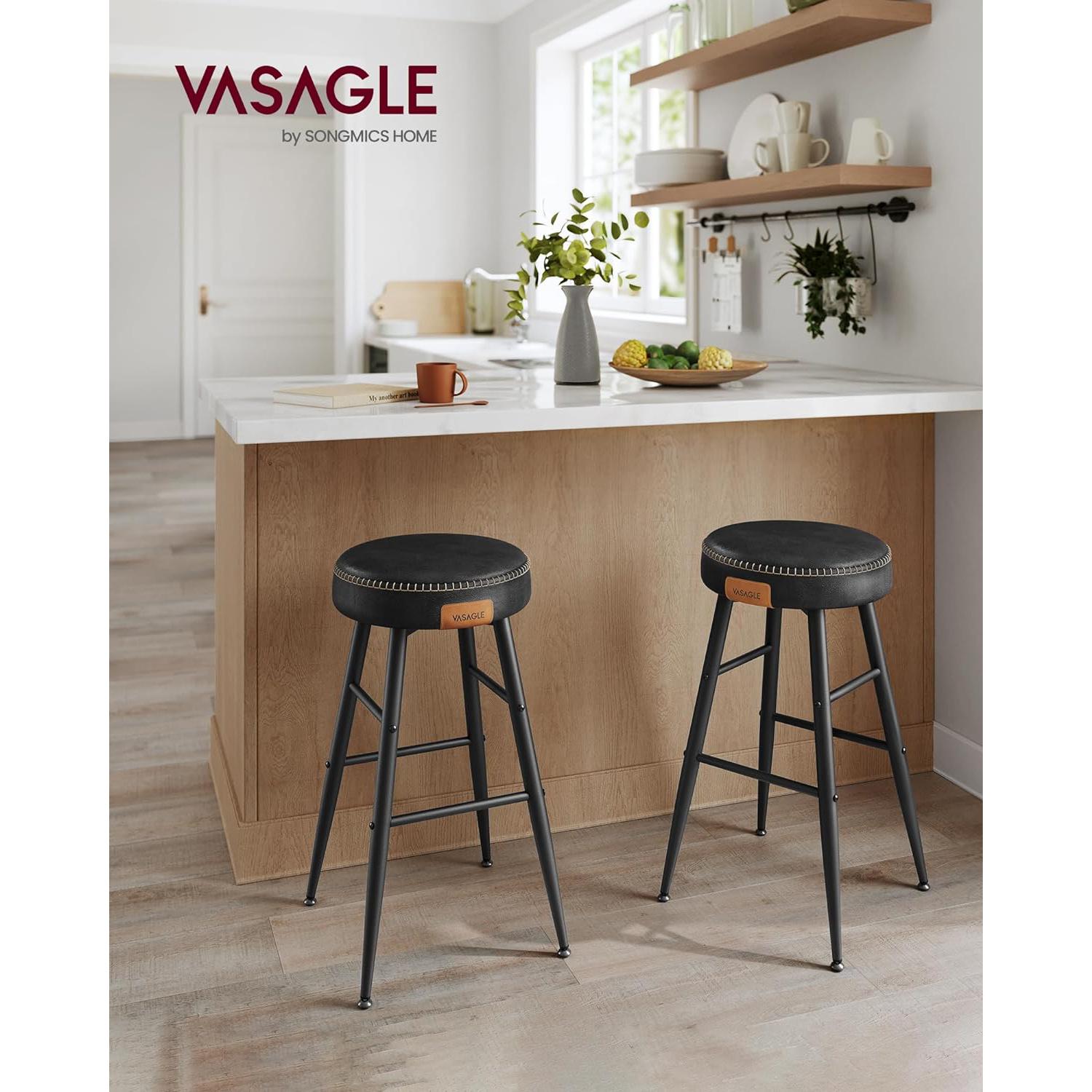 EKHO Set od 2 barske stolice, kuhinjske stolice, visine 63 cm, crne | VASAGLE-vitahome.hr