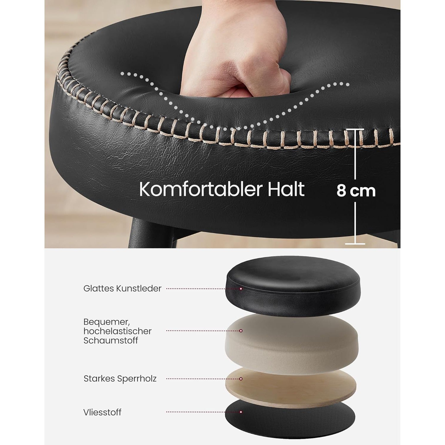 EKHO Set od 2 barske stolice, kuhinjske stolice, visine 63 cm, crne | VASAGLE-vitahome.hr