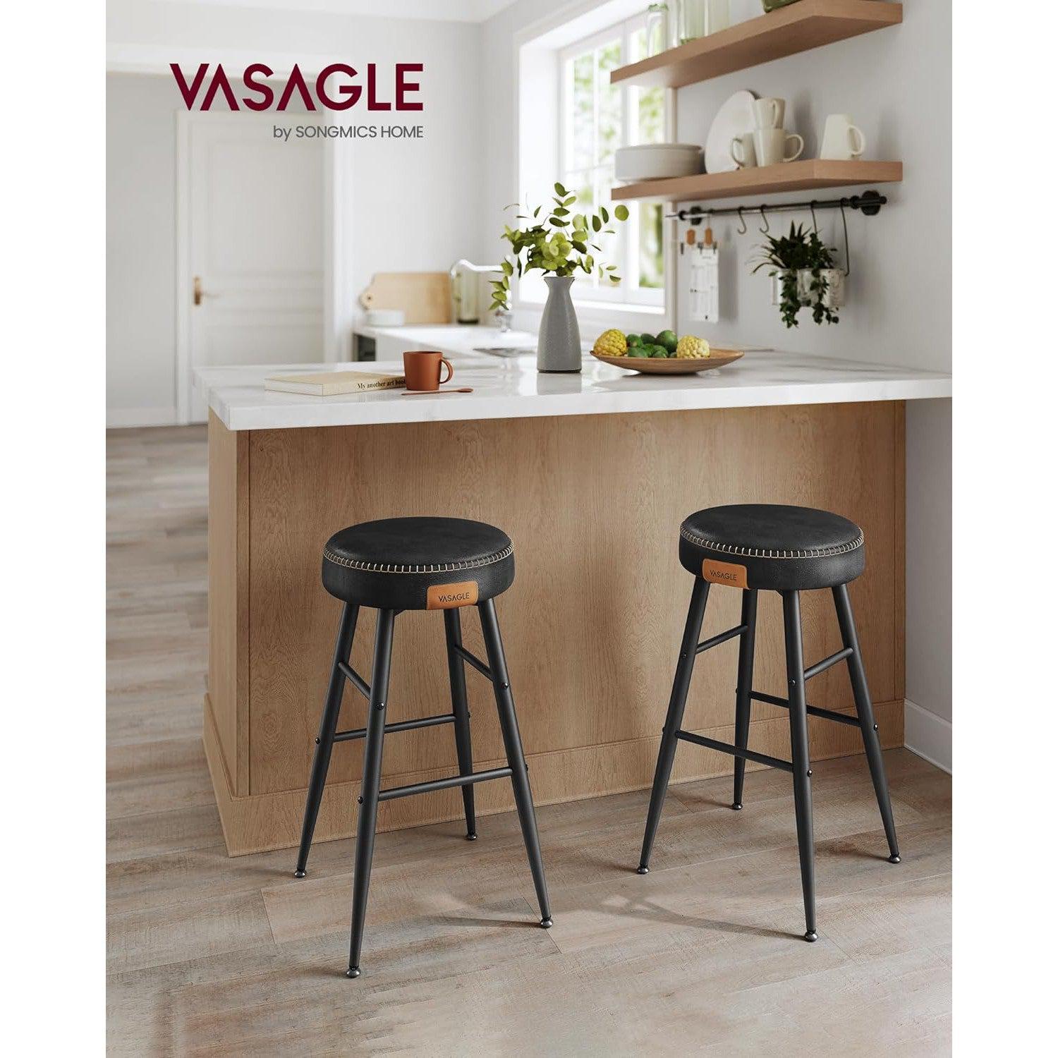 EKHO Set od 2 barske stolice, kuhinjske stolice, visine 63 cm, crne | VASAGLE-vitahome.hr